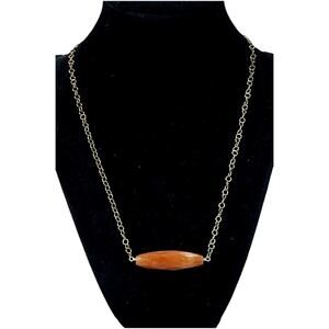 Vintage 1/20 14K GF Chain Necklace w/ Faceted Carnelian Agate Gemstone Pendant